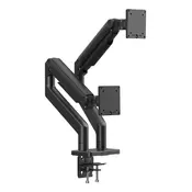 Dvojno mizo z ročajem in mehansko vzmetjo 2x LCD max. 45 2x 20 kg, VESA: 75x75, 100 x100, črna