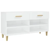 Vidaxl Omarica za čevlje visok sijaj bela 102x35x55 cm inženirski les