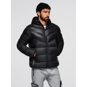 Ombre Mens long quilted jacket with large pockets - beige