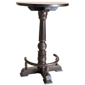 Casa Padrino luxury bar table with footrest dark brown 75 x 50 x H. 110 cm - Solid wood semicircular table - Solid wood bar table - Solid wood furniture - Bar furniture