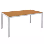 eoshop Vrtna miza BONTO 150x90 cm, bela jeklena konstrukcija, plošča v videzu hrasta