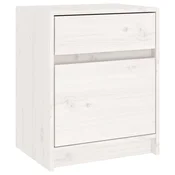 Vidaxl Nočna omarica bela 40x31x50 cm trdna borovina