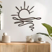 WallXpert metalni zidni ukras DCV-1051-MT, linijsko sunce nad talasima, 60 x 60 cm, crni