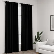 Zavjese za zamracivanje s kukama 2 kom crne 140 x 245 cm