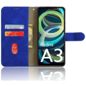 Usnjen knjižni ovitek Xiaomi Redmi A3 - temno moder