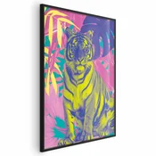 shumee Poster - Barviti tiger - Intenzivne barve tigra, obdanega s tropskimi rastlinami