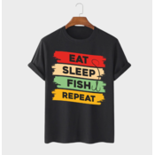 MAFIMI Majica Eat Sleep Fish Repeat, Crna