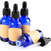 shumee STEKLENA MODRA S KAPALJKO ZA ETERIČNA OLJA, PRAZNA, 30 ml x4
