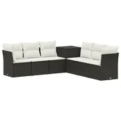 Set sofe 7 pcs Crna i krem-bijela Poli Rattan i celik