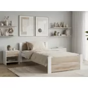 Ljubki dom Postelja IKAROS DOUBLE 90 x 200 cm, bela/hrast sonoma Posteljno dno: Letveno posteljno dno, Vzmetnica: Brez vzmetnice