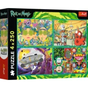 Trefl Puzzle Izkrivljeni svet Ricka in Mortyja 4x250 kosov