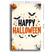 WallXpert slika na platnu 4570HALC-016, natpis Happy Halloween sa slepim miševima i zvezdicama na beloj pozadini, 45 x 70 cm