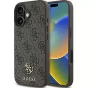 Guess PU 4G majhen kovinski logotip MagSafe zadnji pokrov za iPhone 16 Plus rjav