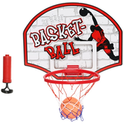 Dječji set GT - Zidna košarkaška tabla s loptom i pumpom, crvena