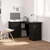 vidaXL vidaXL Črno hrastovo kotno mizo, 145x100x76 cm, narejena iz inženirskega lesa, (22048570)