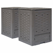 shumee Vrtni kompostnik 2 kosa rjave barve 60x60x83 cm 600 L