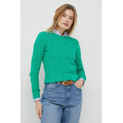 Bombažen pulover Polo Ralph Lauren ženski, zelena barva