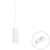 Dizajnerska viseča svetilka bela vklj. adapter za tirnico 1-fazna - Iconic Tubo