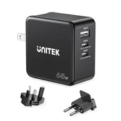 Unitek UNITEK P1117B univerzalni polnilnik, 2xUSB-C PD, 1xUSB-A, 65W, črn