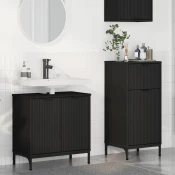 vidaXL Komplet pohištva za kopalnico 2 pcs Črna 39.5 x 36 x 88 cm