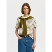 SELECTED Majica SLFESSENTIAL temno rjava / zelena / off-bela
