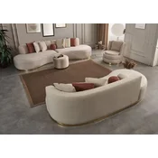 Casa Padrino Luxury Living Room Set cream/gold - 2 Luxury Sofas & 1 Luxury Swivel Armchair & 1 Luxury Stool - Living Room Furniture - Luxury Furniture - Luxury Furnishings