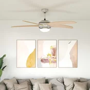 vidaXL Stropni ventilator z lučko O 130 cm Sonoma