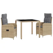 Vanjski set za objedovanje 3 pcs Bež i svijetlo siva