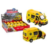 Reševalno vozilo LEAN TOYS 1:32, rumeno, odpiralna vrata, luči, zvoki