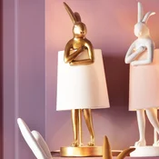 Kare namizna svetilka Animal Rabbit, zlata/bela, višina 50 cm - Dnevna soba/jedilnica - Dizajn - zlato, belo - Tkanine/tekstil