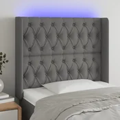 Vidaxl vidaXL Vzglavje postelje z LED diodo temno sivo 103x16x118/128 cm blago