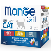 Monge Grill Cat Mix sos za macke Adult - Govedina, meso petlica i pastrmka 12x85g