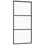 Vidaxl Drsna vrata ESG steklo in aluminij 90x205 cm črna