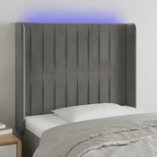 Vidaxl vidaXL Vzglavje z LED svetlo sivo 83x16x118/128 cm žametno