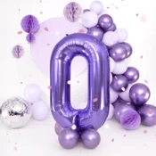 Rojstnodnevni balon številka 0, vijoličen, 100 cm