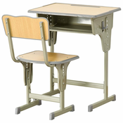 HOMCOM Šolska pisalna miza s stolom za otroke od 6 do 12 let, nastavljiva višina, predal za shranjevanje in držalo za pisala, jeklo in MDF, barva lesa