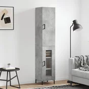 Vidaxl Visoka omara betonsko siva 34,5x34x180 cm inženirski les