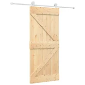 Vidaxl Drsna vrata Naravna in bela 90 x 210 cm Trdna borovina