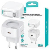 USAMS USAMS OMREŽNI POLNILEC 1XUSB-C REWELLED KABEL PD QC 35W BEL, (21974894)