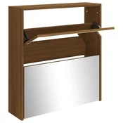 Vidaxl Omarica za čevlje z ogledalom 2-nadstropna 63x17x67 cm