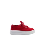 Trendyol ženske patike Red Canvas Lace-Up High Sole Retro Sports Shoes