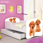 Djecji krevet ACMA s motivom + ladica 160x80 cm 39 Psici