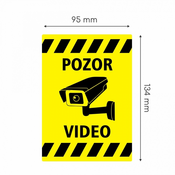Nalepka POZOR VIDEO A6 (134x95) rumena