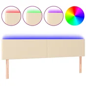 Vidaxl vidaXL Vzglavje postelje z LED diodo, kremno, 200x5x78/88 cm, blago