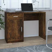 Vidaxl vidaXL Pisalna miza s predalom in omarico, dimljen hrast, 100x40x73 cm