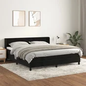 Greatstore Box spring postelja z vzmetnico črna 180x200 cm žamet