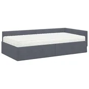 Kutni krevetni okvir s madracem 2 kom. Tamnosiva 100 x 200 cm
