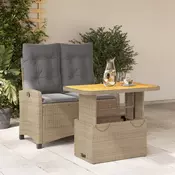 Vidaxl vidaXL 2-delni komplet vrtnega pohištva z blazinami, bež, poli ratan