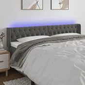 Vidaxl vidaXL Vzglavje postelje z LED diodo temno sivo 203x16x78/88 cm žamet