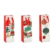 Božična darilna vrečka za vino jelke, darila, krogle 36x12x10cm različni vzorci 69566